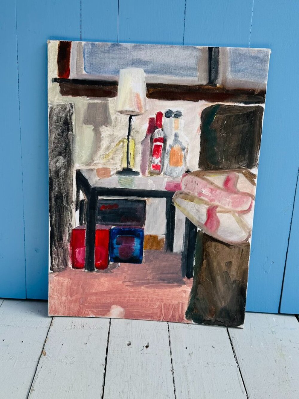 Original Oil Painting Interior Scene Still Life Canvas Art Home Decor